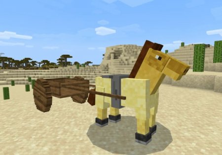 Лошадь с телегой в Майнкрафт ПЕ