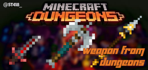 Превью для «Мод: Оружия из Minecraft Dungeons [1.17+]»