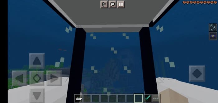 Вид из подводной лодки в Minecraft PE (Bedrock)
