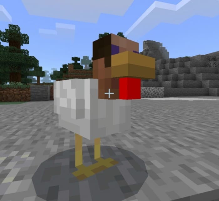 Курица в облике Стива в Майнкрафт ПЕ (Бедрок)
