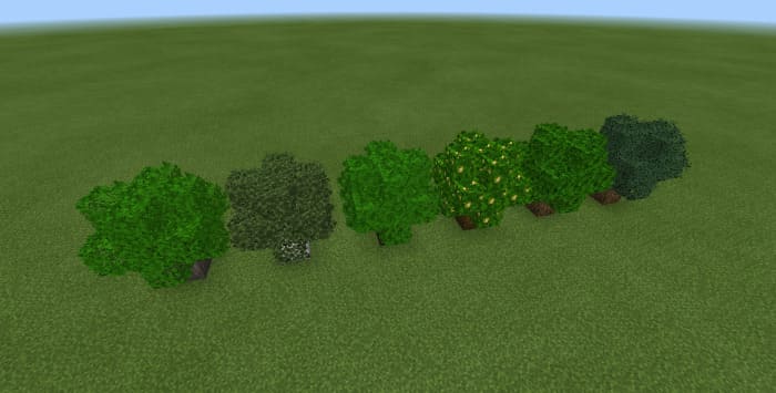 Круглые деревья в Майнкрафт ПЕ (Бедрок)