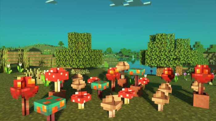3Д грибы в Майнкрафт ПЕ (Бедрок)