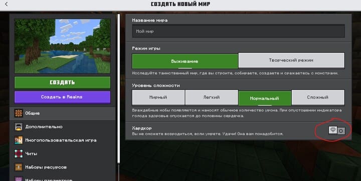 Режим хардкора в Майнкрафт Бедрок