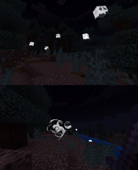 Призрак в мире ночью из мода Призрак для Майнкрафт ПЕ (Бедрок)