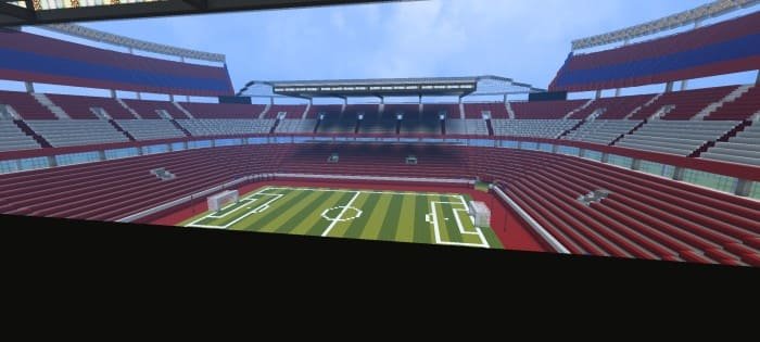 Трибуны и зоны стадиона MK Stadium в Minecraft PE (Bedrock)