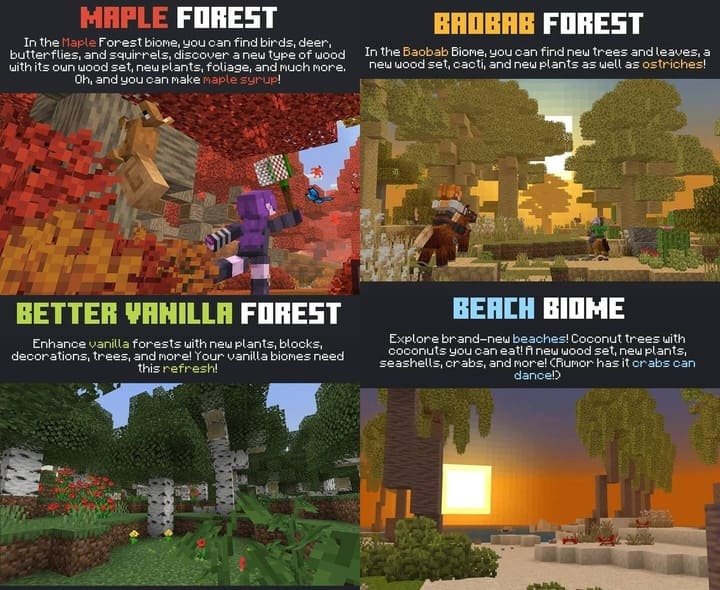 Геймплей Biomes Add-On (Lite) в Minecraft PE (Bedrock)