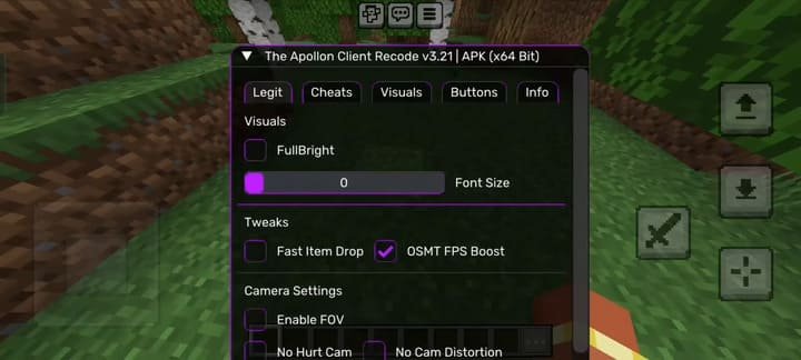 Возможности Apollon Client в Minecraft PE (Bedrock)