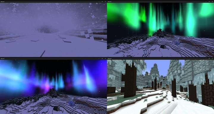 Снежные эффекты и биомы из мода Frozen Tears в Minecraft PE