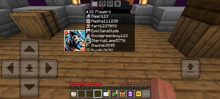 Аватарки игроков в ресурспаке HUD Player List для Minecraft PE (Bedrock)