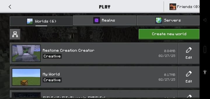 Пример интерфейса Back to OLD UI для Minecraft PE (Bedrock)