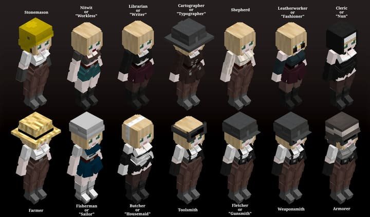 Персонажи из Village Girls TP в Minecraft PE (Bedrock)