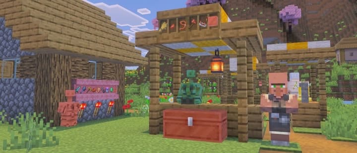 Статуя медного голема и полка в Майнкрафт ПЕ (Бедрок)