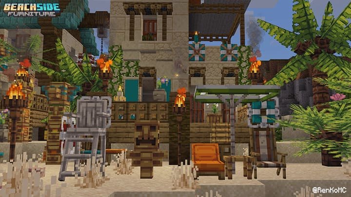 Обзор всей пляжной мебели в Майнкрафт ПЕ (Бедрок)