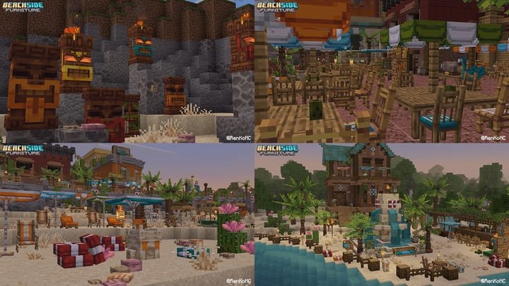 Пример построек с новой мебелью в Майнкрафт ПЕ (Бедрок)