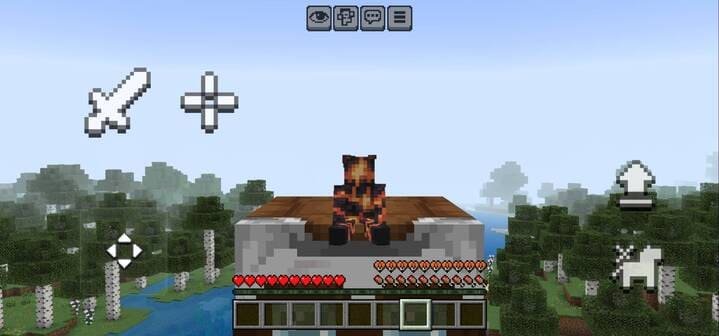 Внешний вид новых кнопок управления в Minecraft PE (Bedrock)