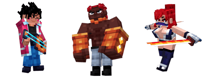 Разные костюмы для героев в моде РПГ Пати для Minecraft PE (Bedrock)