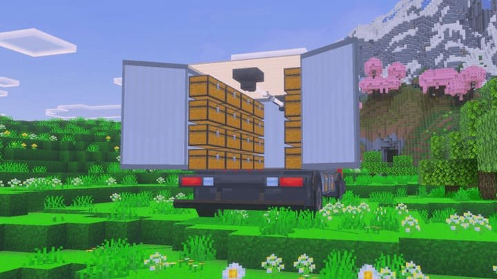 Внутреннее устройство контейнера с сундуками в Minecraft PE (Bedrock)