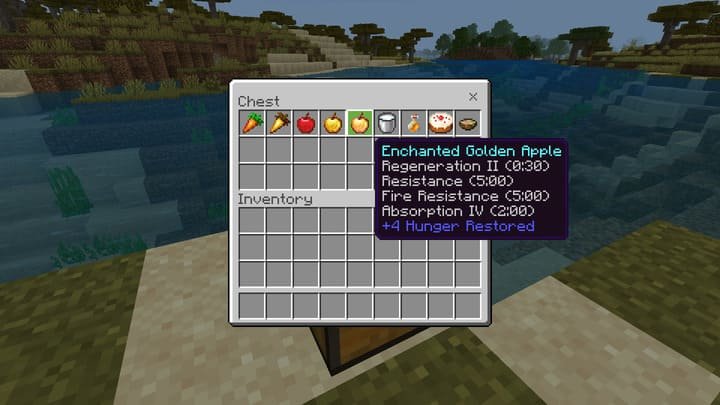 Новые подсказки о еде в инвентаре Minecraft PE (Bedrock)