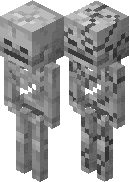 Скелет с текстурами повреждений в Майнкрафт ПЕ (Бедрок)