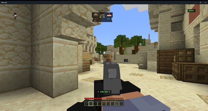 Сражение с ботами на карте Counter strike в Minecraft PE (Bedrock)