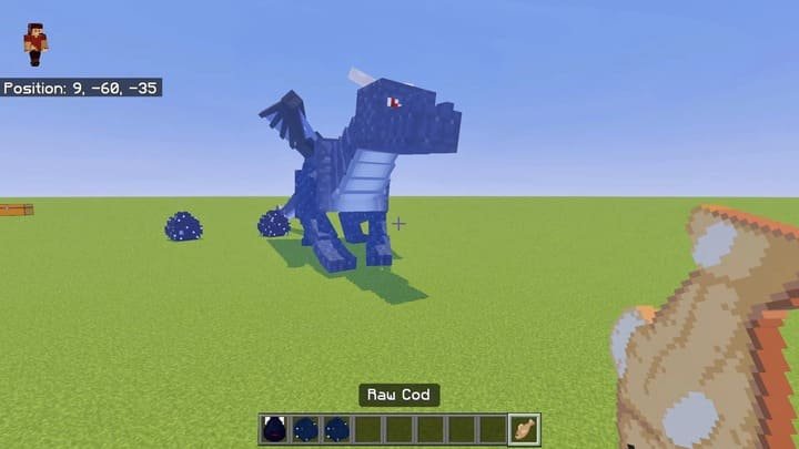 Приручение маленького дракона рыбой в Minecraft PE (Bedrock)