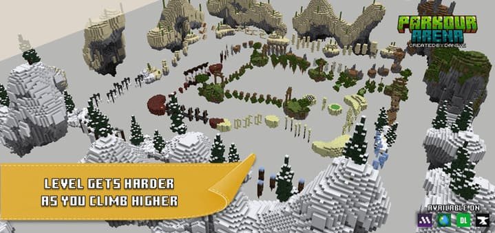 Финальная платформа на вершине Паркур арены в Майнкрафт ПЕ (Бедрок)