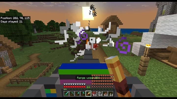 Игрок, управляющий танком, в Minecraft PE (Bedrock)