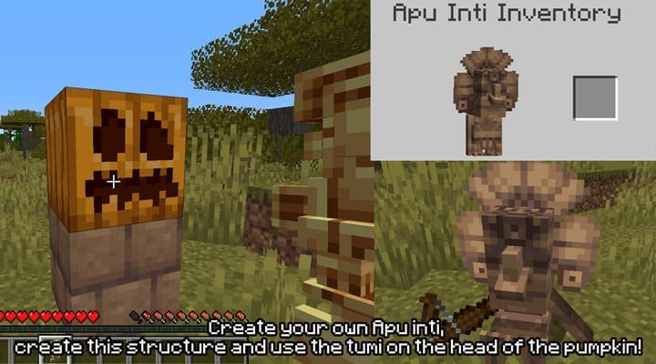 Керамический голем Апу Инти в роли стража базы в Майнкрафт ПЕ (Бедрок)
