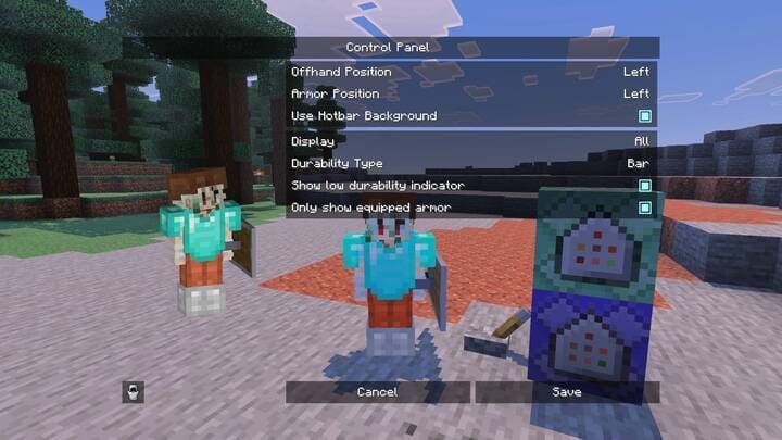 Панель управления настройками аддона в Майнкрафт ПЕ (Бедрок)