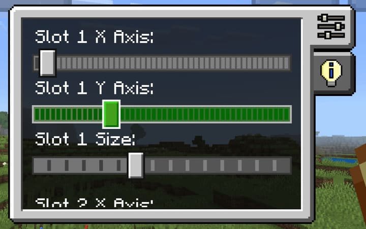 Панель редактора для настройки положения и размера кнопок в Майнкрафт ПЕ (Бедрок)