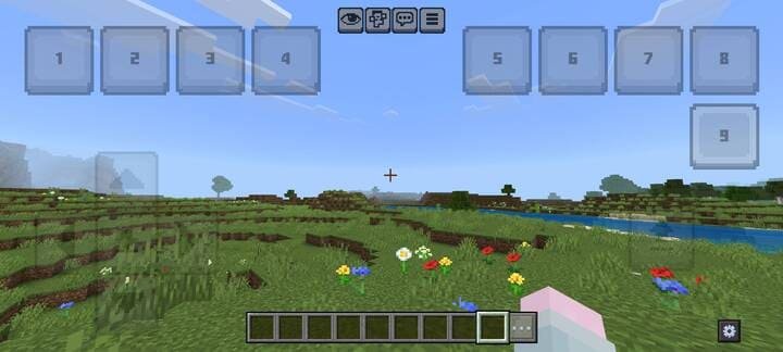 Кнопки быстрого доступа к слотам хотбара на экране в Майнкрафт ПЕ (Бедрок)