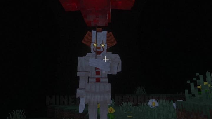 Кинематографическое интро с Пеннивайзом при входе в мир в Майнкрафт ПЕ (Бедрок)