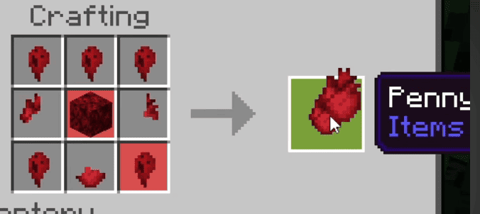 Крафт Сердца Пеннивайза из трех осколков в Майнкрафт ПЕ (Бедрок)