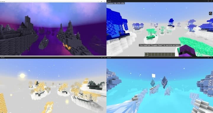 Разнообразие небесных биомов, добавленных модом, в Minecraft PE (Bedrock)