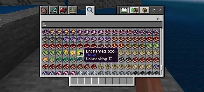 Разнообразие уникальных текстур зачарованных книг в интерфейсе в Майнкрафт ПЕ (Бедрок)