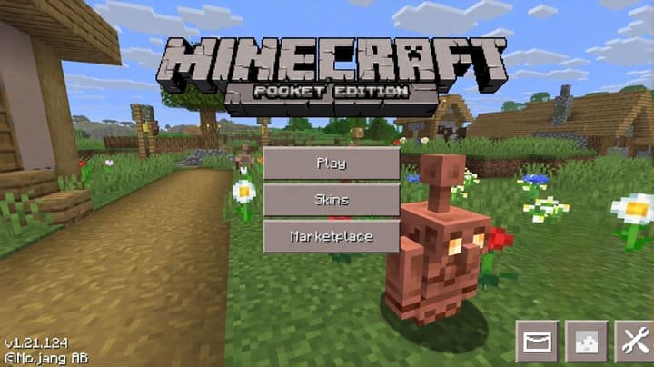 Главное меню в стиле 2015 года с классическими кнопками в Minecraft PE (Bedrock)