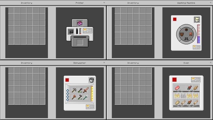 Демонстрация работы интерфейса кухонных ящиков и техники в Minecraft PE (Bedrock)