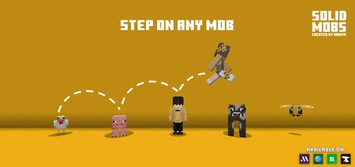 Пример использования мобов как платформы для паркура в Minecraft PE (Bedrock)