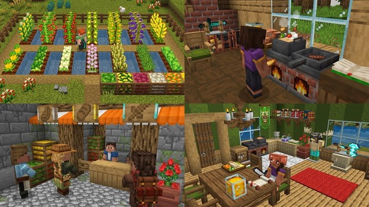 Торговая лавка и новые декоративные блоки в Майнкрафт ПЕ (Бедрок)