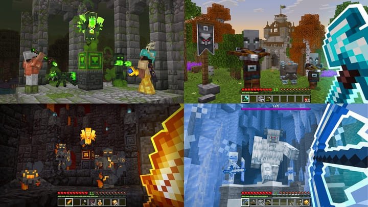 Сражение с боссом во время магического ритуала в Minecraft PE (Bedrock)