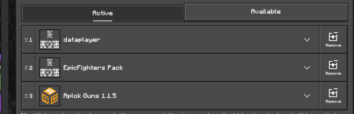 Меню выбора паков игры для карты Эпические сражения в Майнкрафт ПЕ (Бедрок)