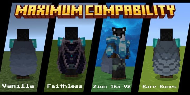 Сравнение игрока в обычной броне и с бронированными элитрами в Майнкрафт ПЕ (Бедрок)