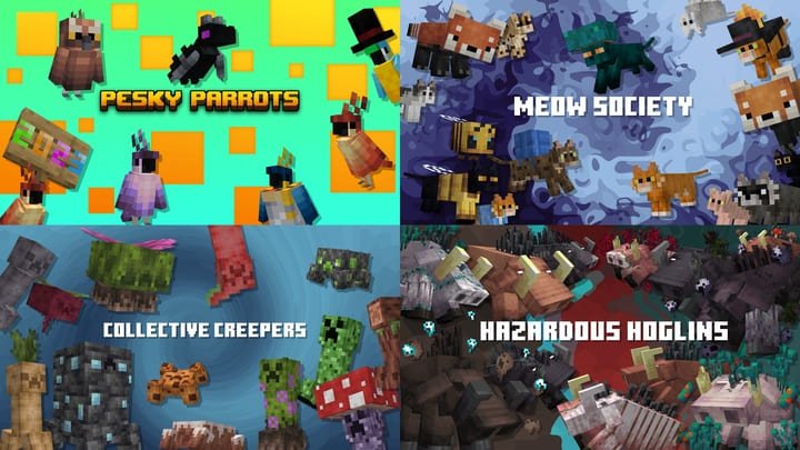Список мобов с новыми текстурами в ресурспаке для Майнкрафт ПЕ (Бедрок)