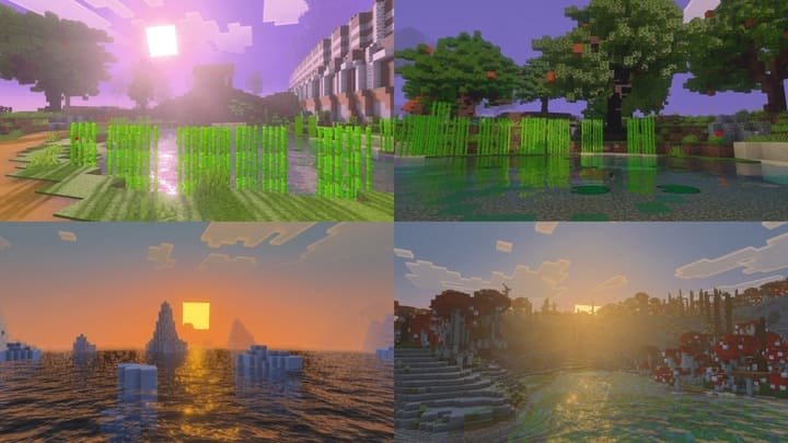 Пример освещения и тумана в Minecraft PE (Bedrock) с новыми шейдерами