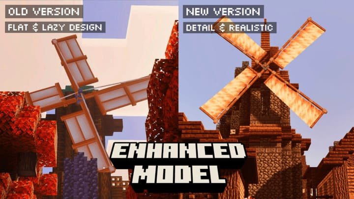 Анимированный ветряк в Minecraft PE (Bedrock)