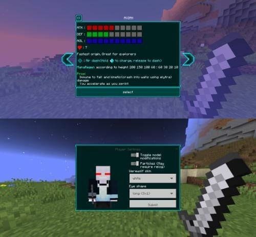 Интерфейс выбора происхождения и настройки в Майнкрафт ПЕ (Бедрок)