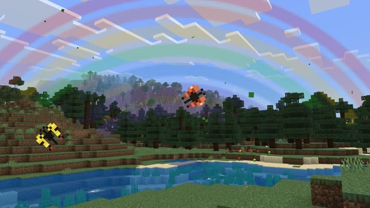 Светлячки и фоновая природа с модом VFX в Майнкрафт ПЕ (Бедрок)