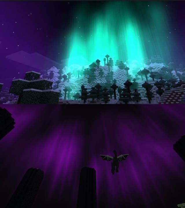 Северное сияние и Энд в Майнкрафт ПЕ (Бедрок)
