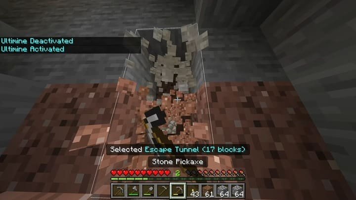 Мгновенное выкапывание тоннеля 3х3 в Minecraft PE (Bedrock)