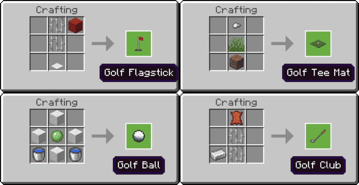 Крафт инвентаря и клюшек из мода Гольф в Майнкрафт ПЕ (Бедрок)